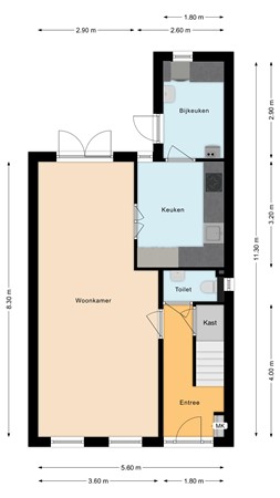 Floorplan - Prinsenstraat 11, 2411 TN Bodegraven